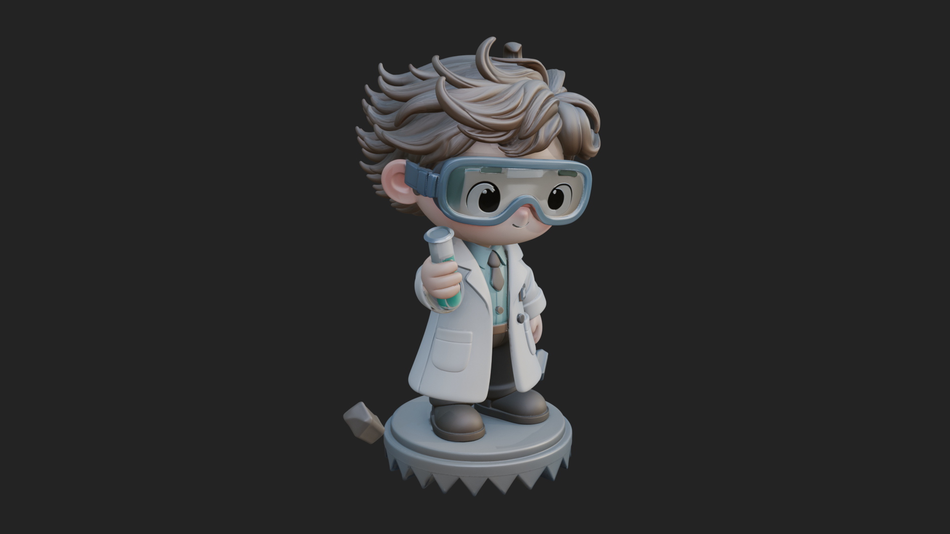 Chibi Scientist with Flask Statue Design 2 3D Print Model 3D Model