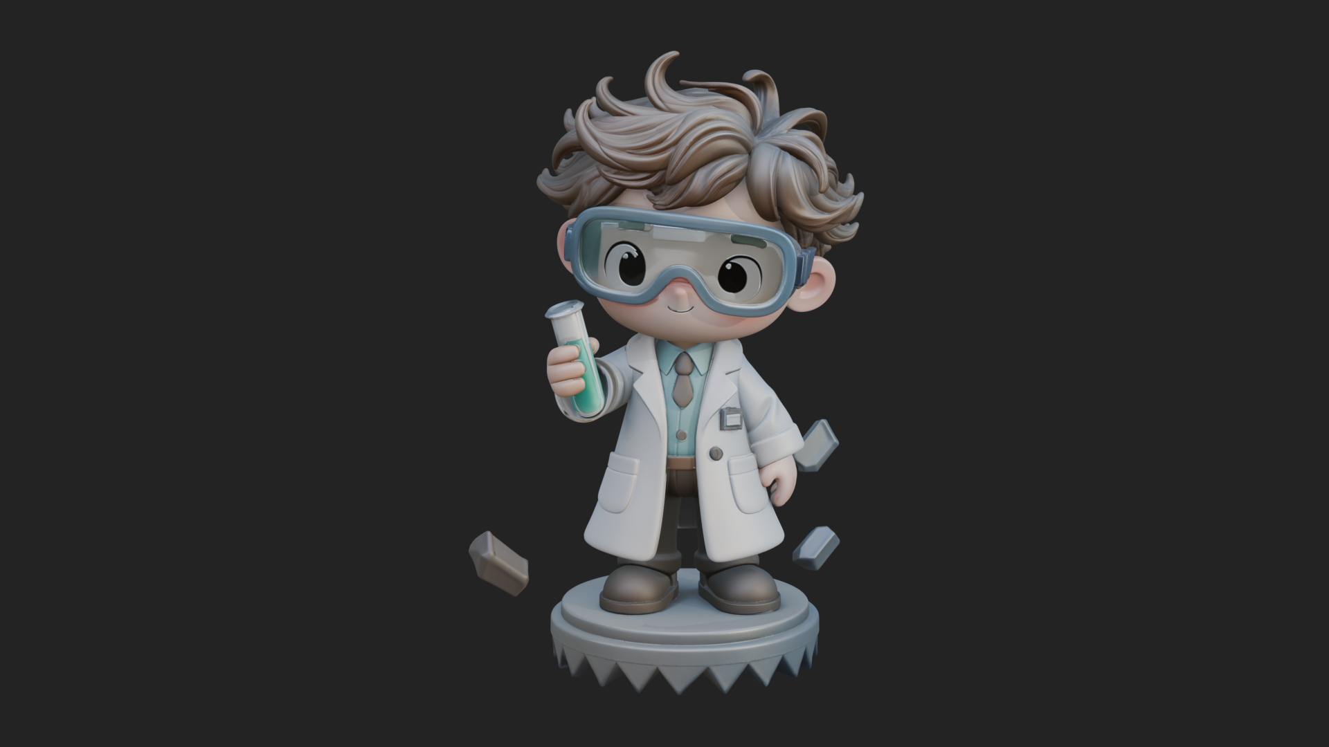 Chibi Scientist with Flask Statue Design 2 3D Print Model 3D Model