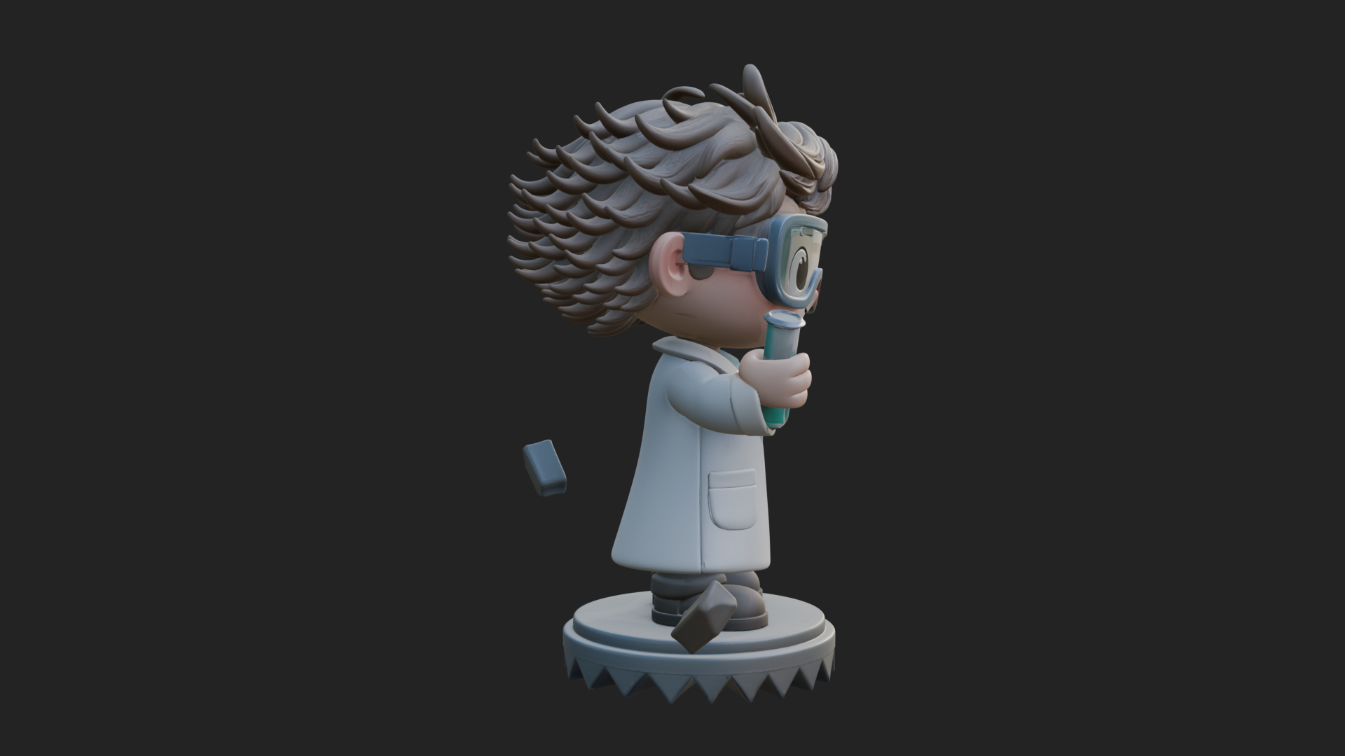 Chibi Scientist with Flask Statue Design 2 3D Print Model 3D Model