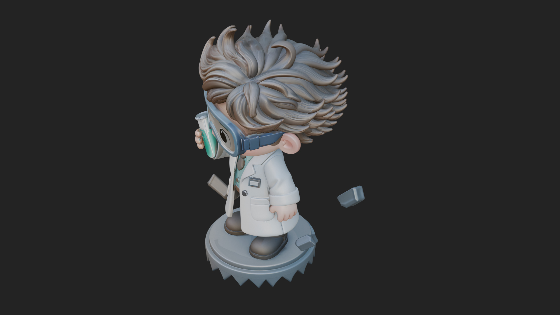Chibi Scientist with Flask Statue Design 2 3D Print Model 3D Model