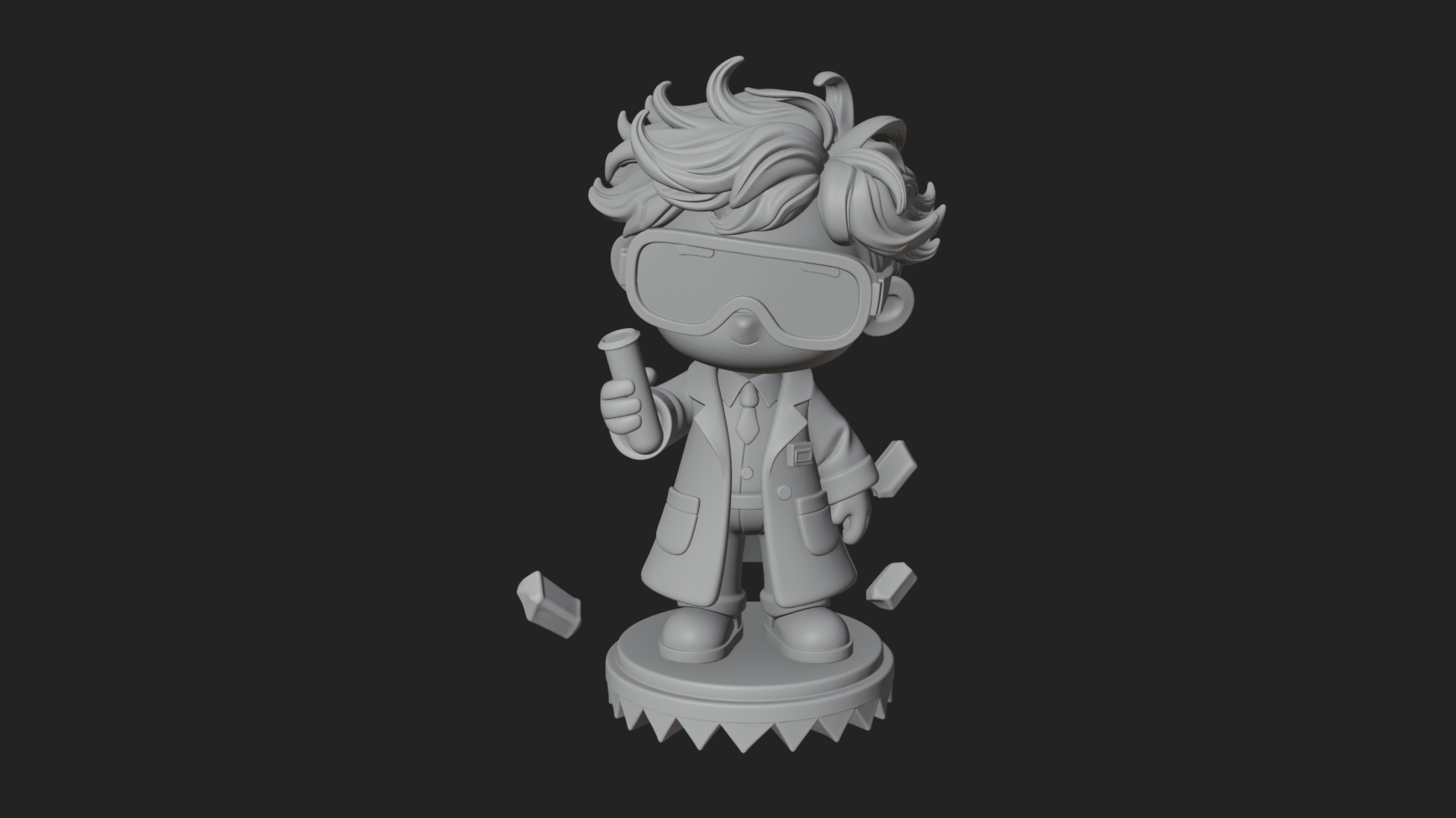 Chibi Scientist with Flask Statue Design 2 3D Print Model 3D Model