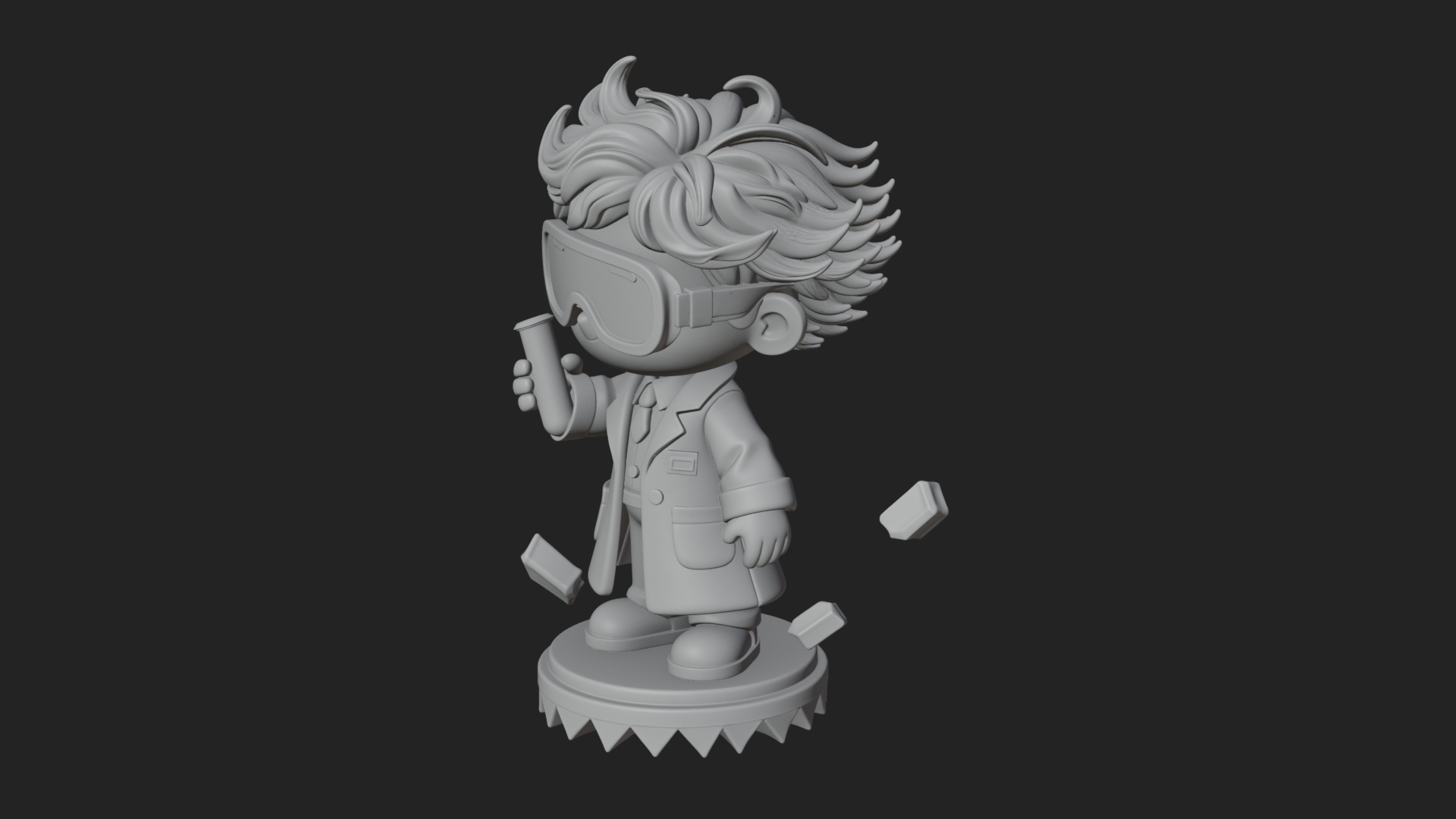 Chibi Scientist with Flask Statue Design 2 3D Print Model 3D Model