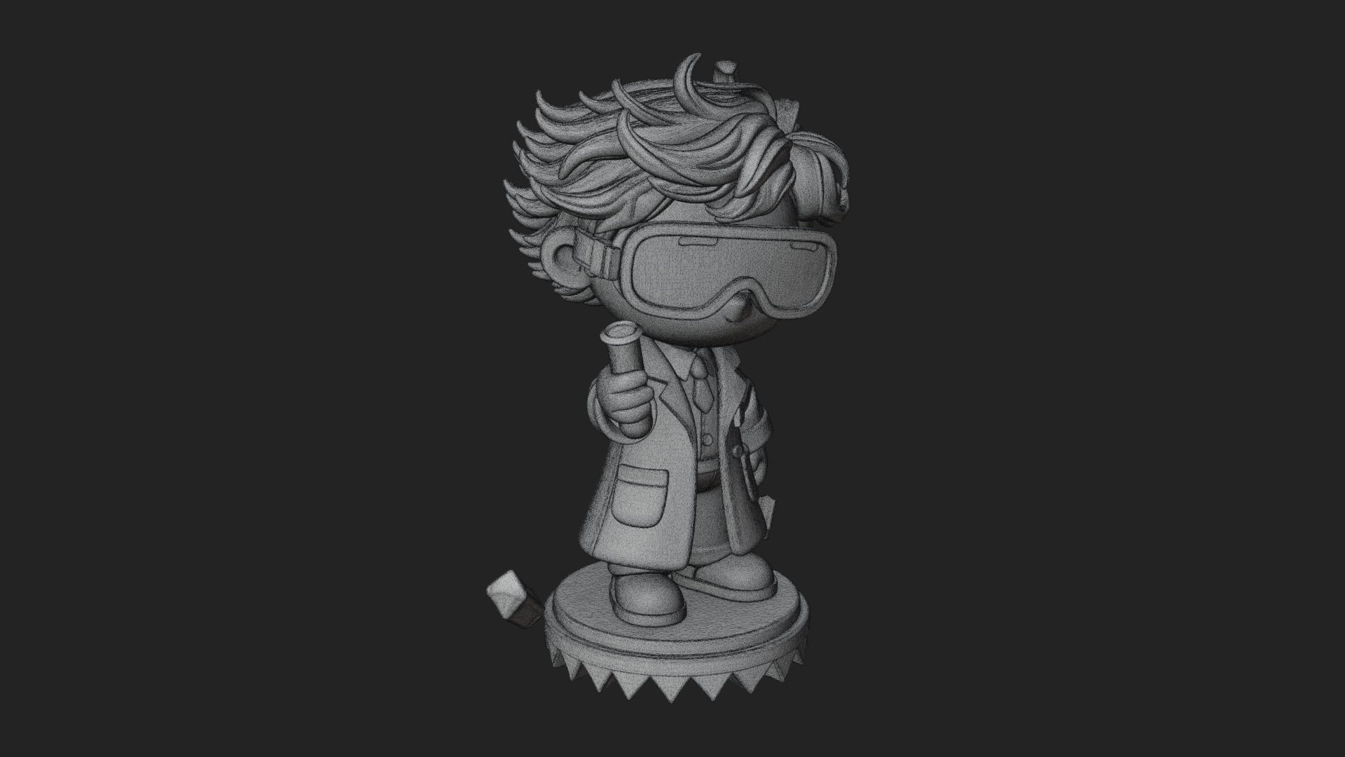 Chibi Scientist with Flask Statue Design 2 3D Print Model 3D Model