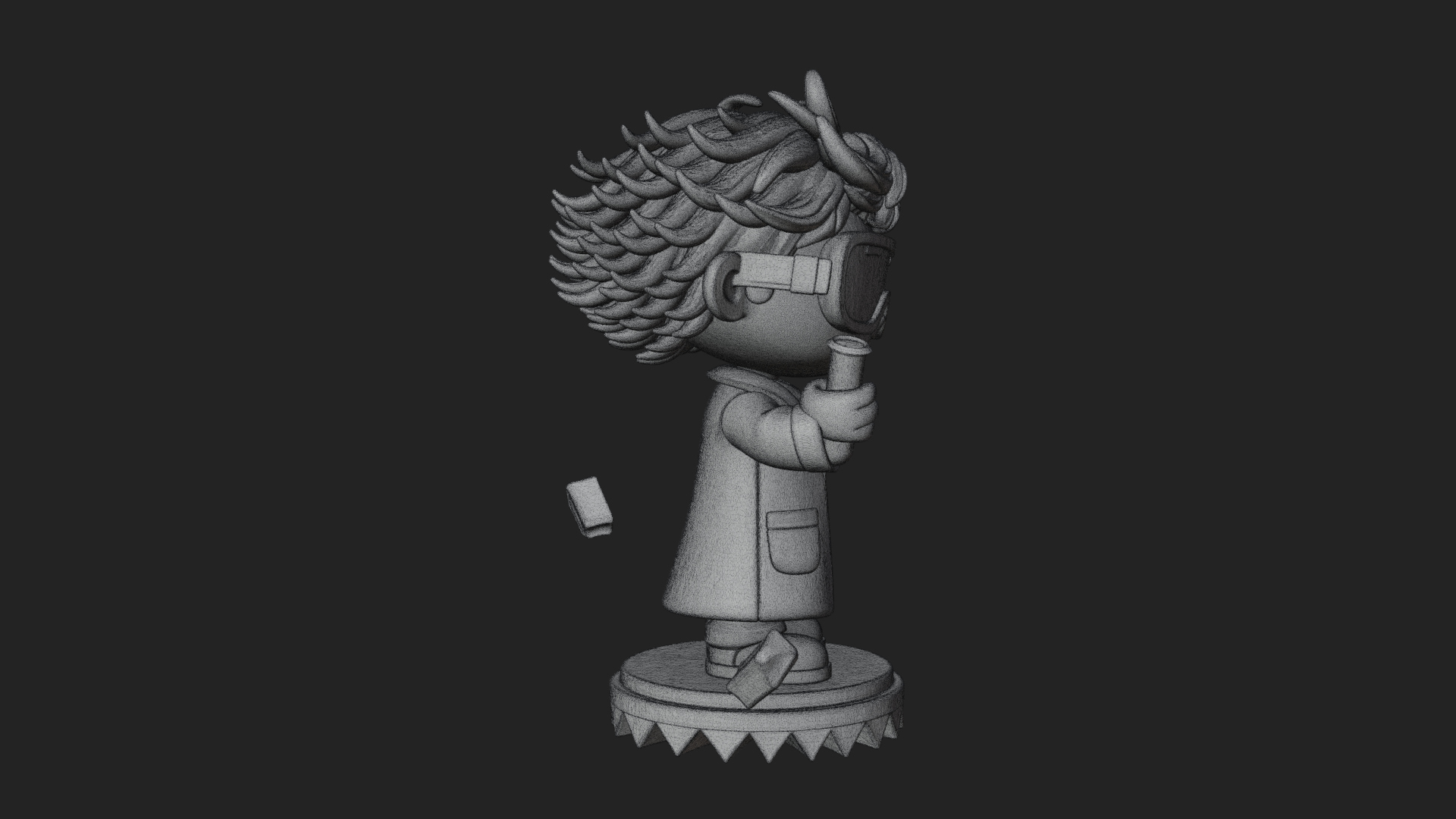 Chibi Scientist with Flask Statue Design 2 3D Print Model 3D Model