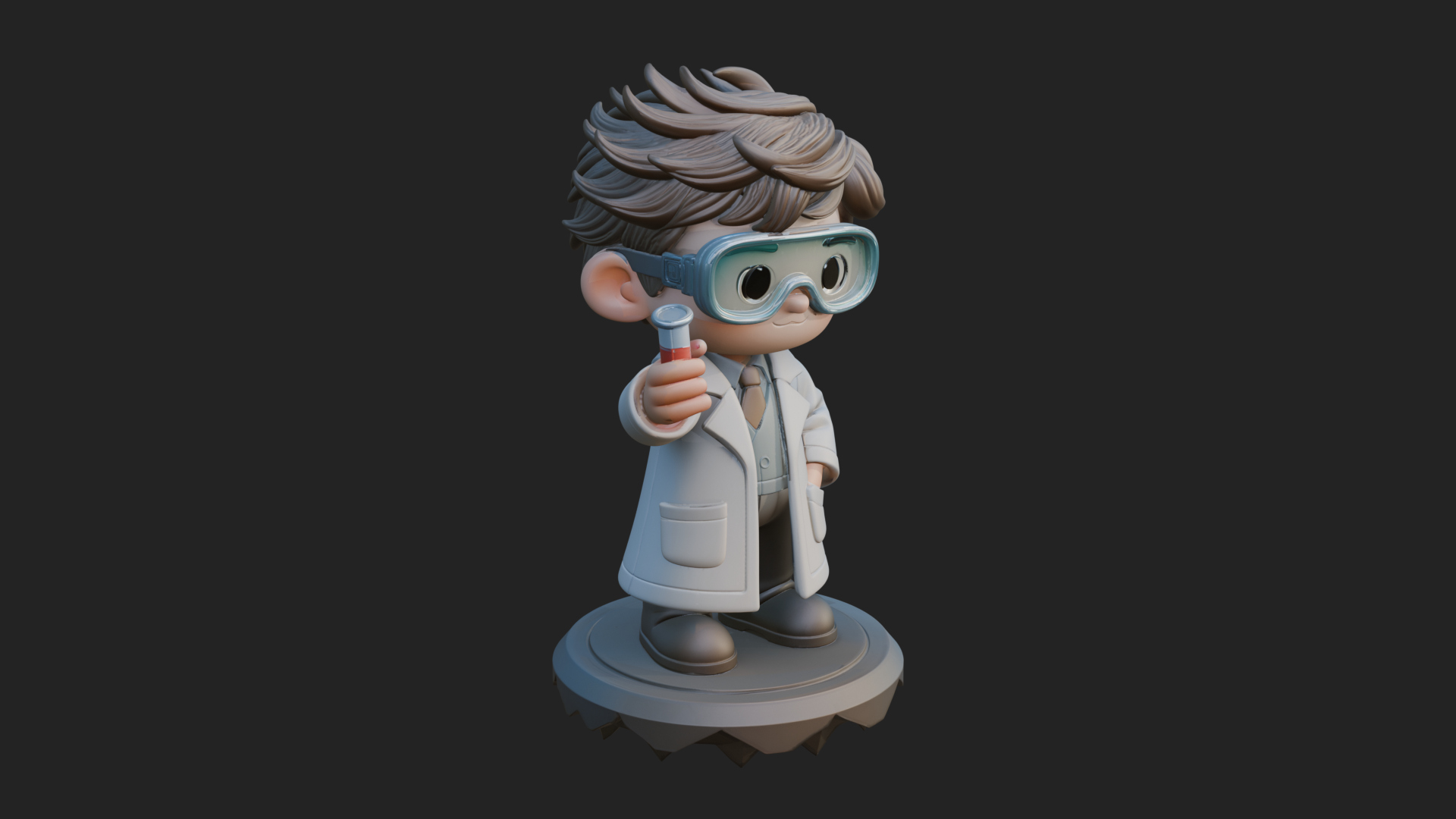 Chibi Scientist with Flask Statue Design 3 3D Print Model 3D Model