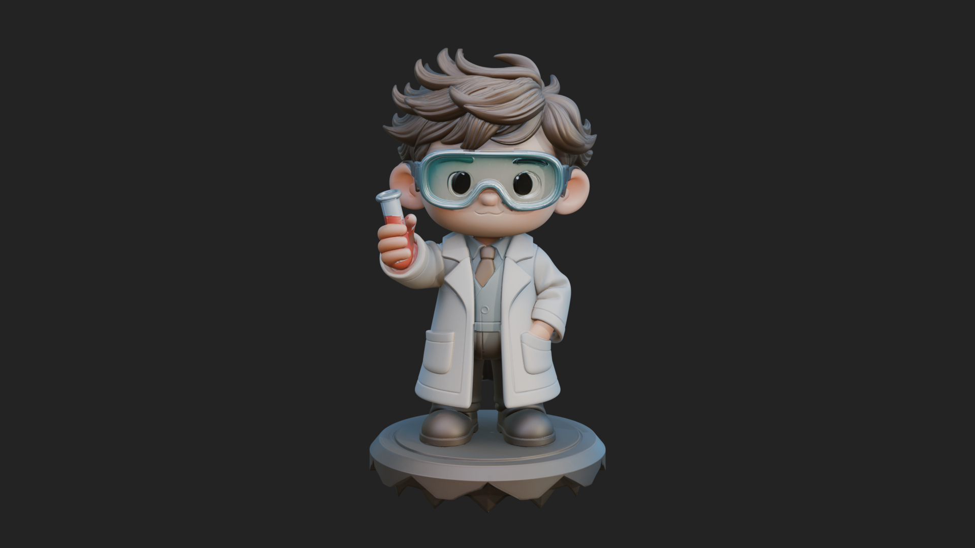 Chibi Scientist with Flask Statue Design 3 3D Print Model 3D Model