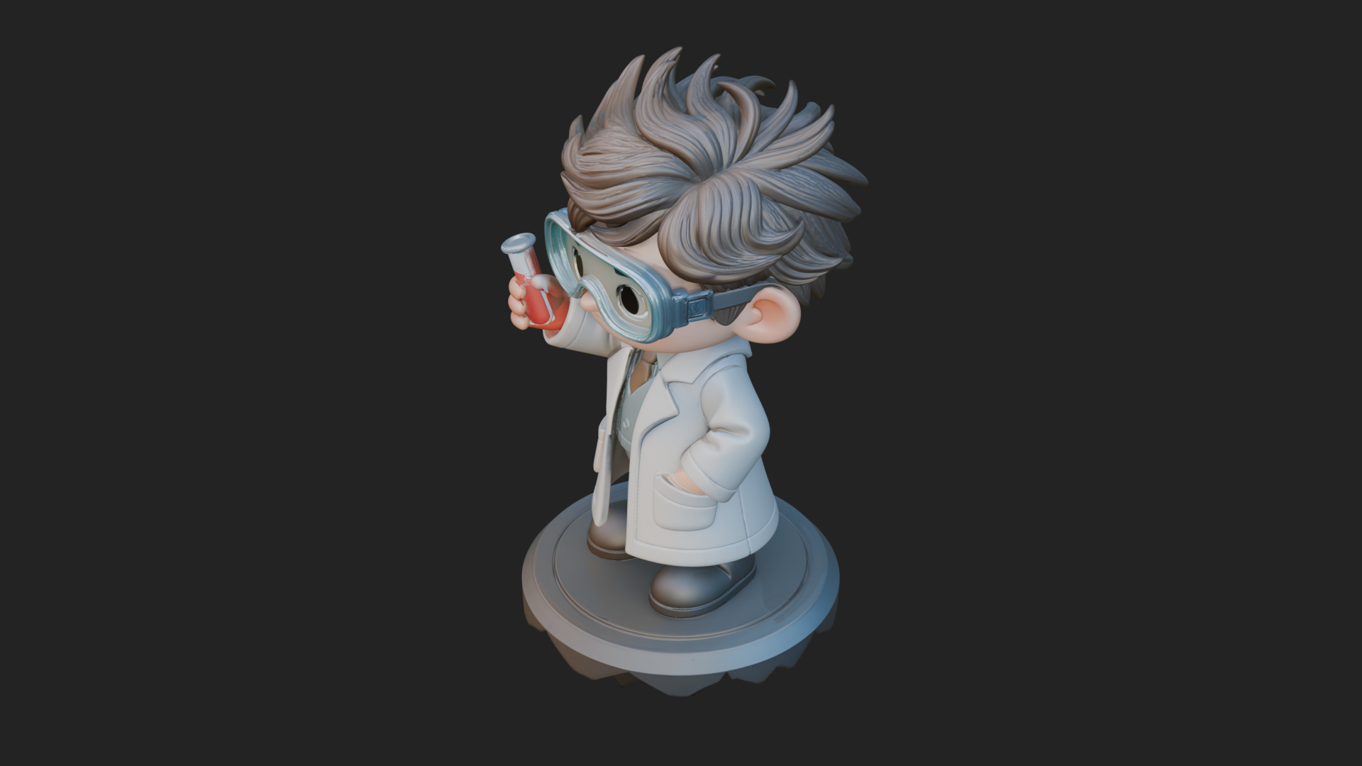 Chibi Scientist with Flask Statue Design 3 3D Print Model 3D Model