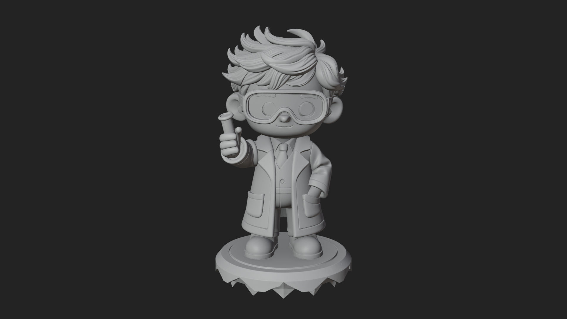 Chibi Scientist with Flask Statue Design 3 3D Print Model 3D Model