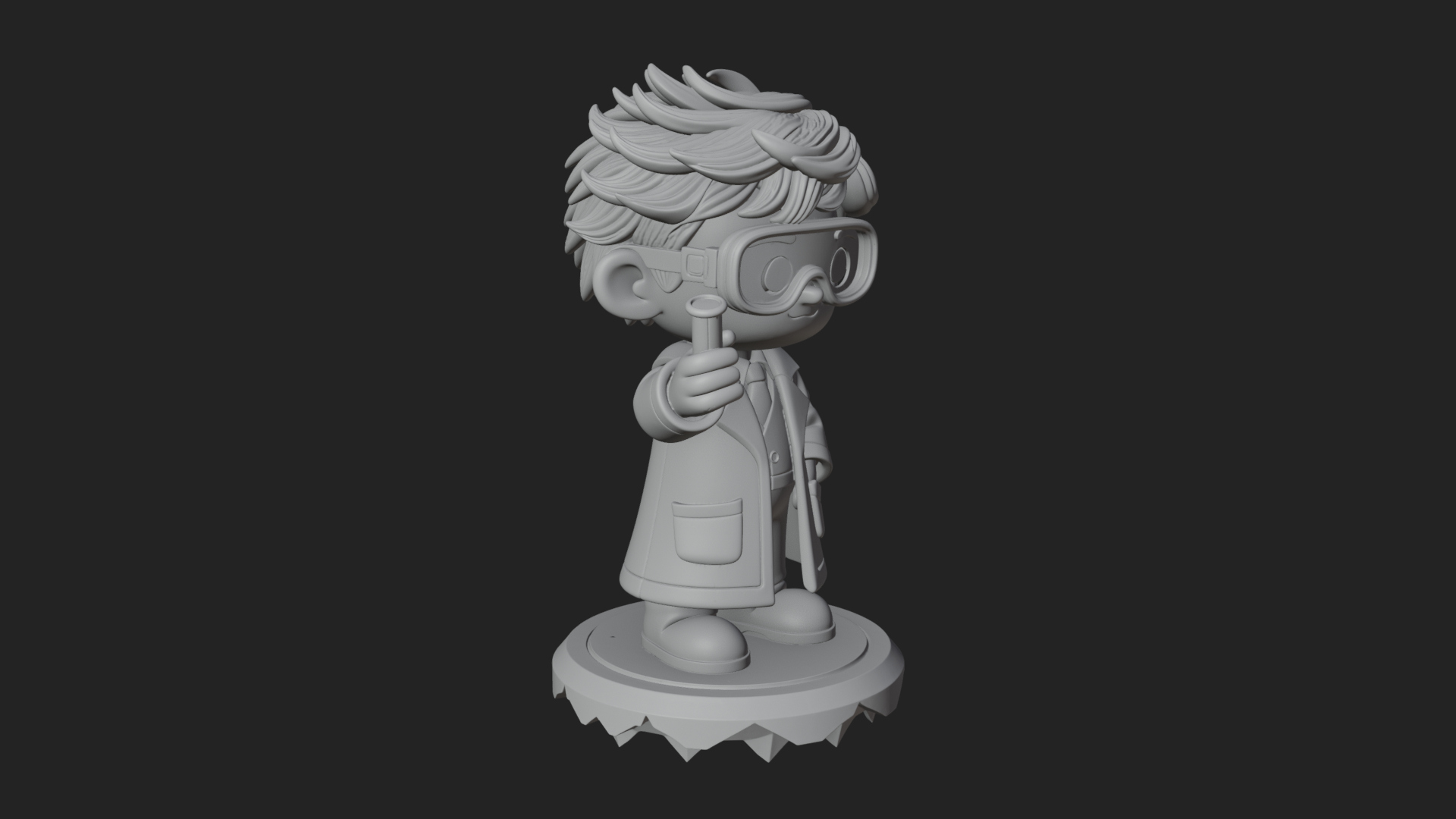 Chibi Scientist with Flask Statue Design 3 3D Print Model 3D Model