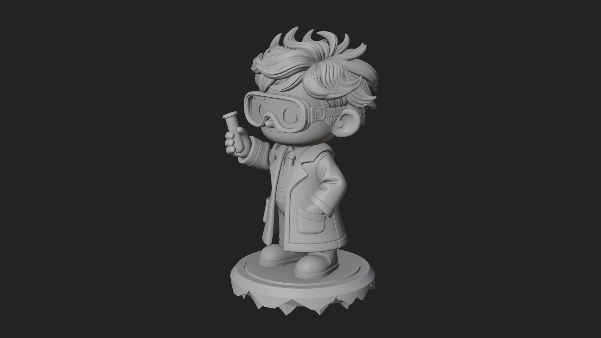 Chibi Scientist with Flask Statue Design 3 3D Print Model 3D Model