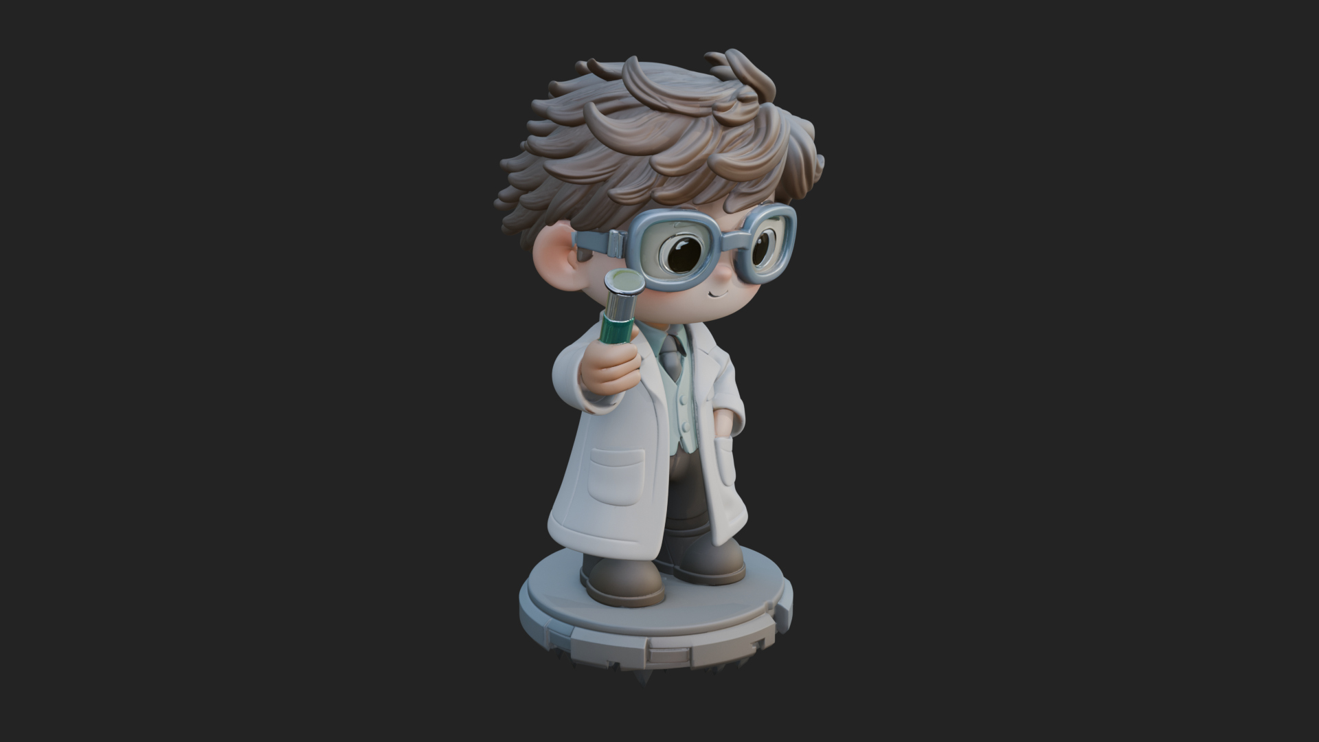 Chibi Scientist with Flask Statue Design 4 3D Print Model 3D Model