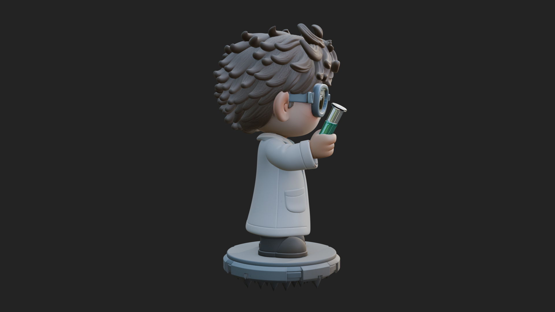 Chibi Scientist with Flask Statue Design 4 3D Print Model 3D Model
