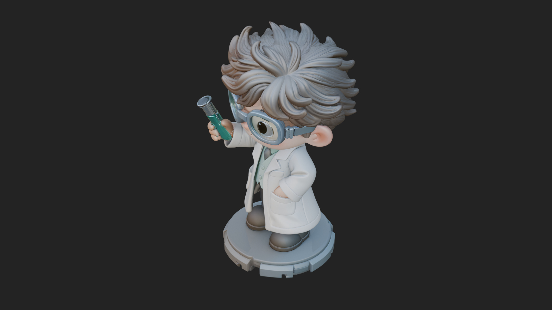 Chibi Scientist with Flask Statue Design 4 3D Print Model 3D Model