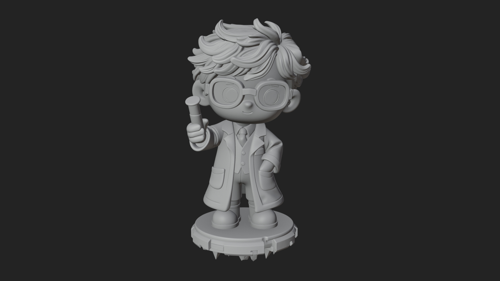 Chibi Scientist with Flask Statue Design 4 3D Print Model 3D Model