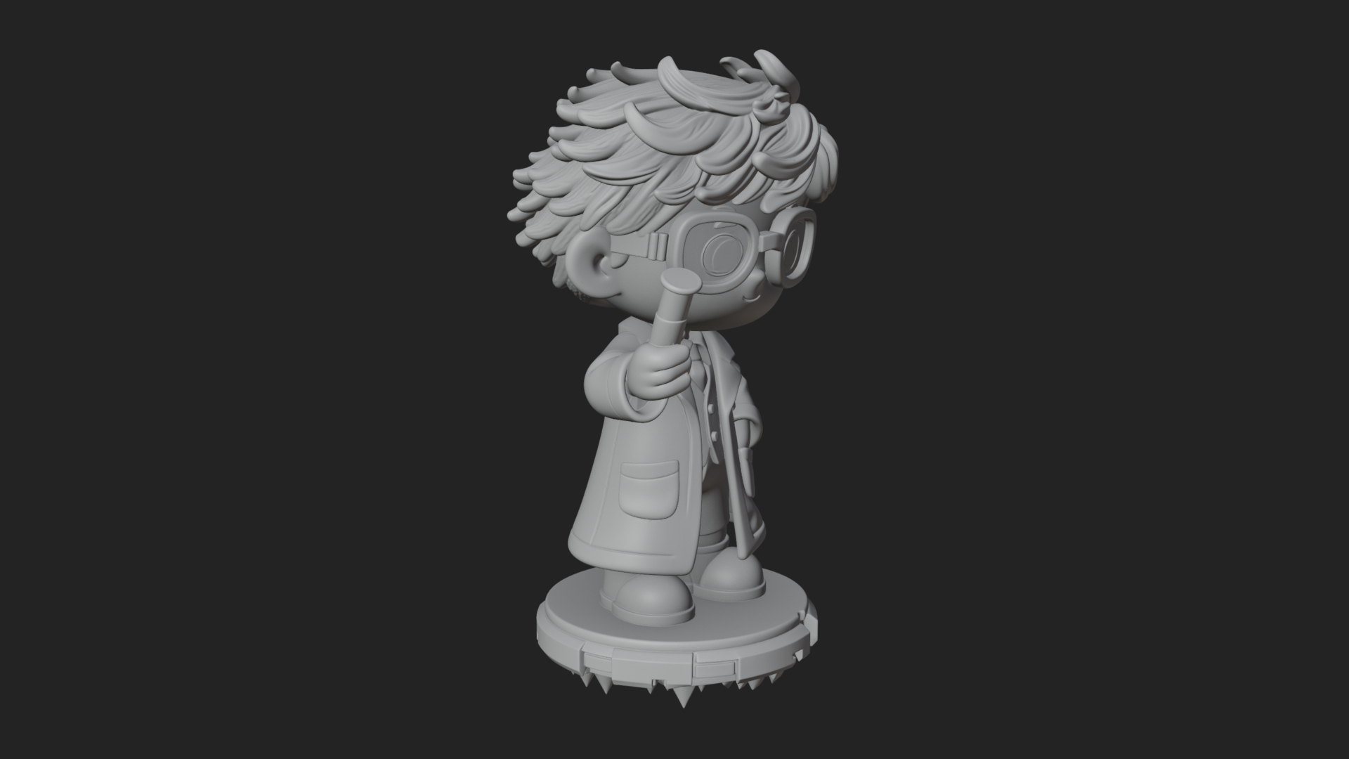 Chibi Scientist with Flask Statue Design 4 3D Print Model 3D Model