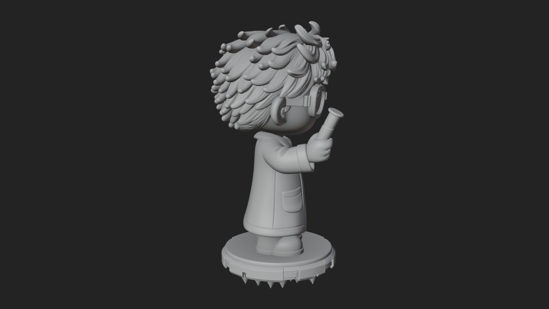Chibi Scientist with Flask Statue Design 4 3D Print Model 3D Model