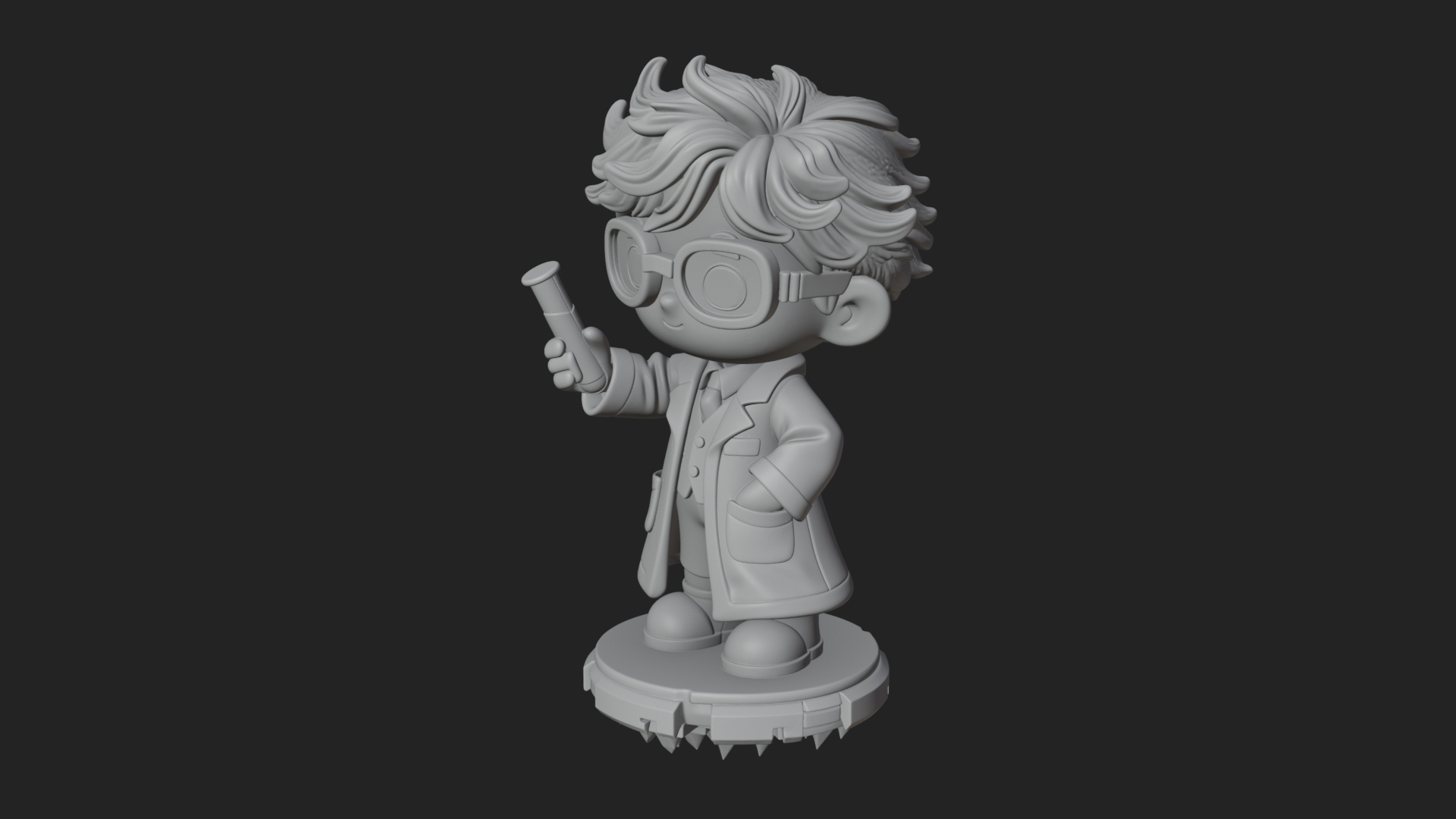 Chibi Scientist with Flask Statue Design 4 3D Print Model 3D Model