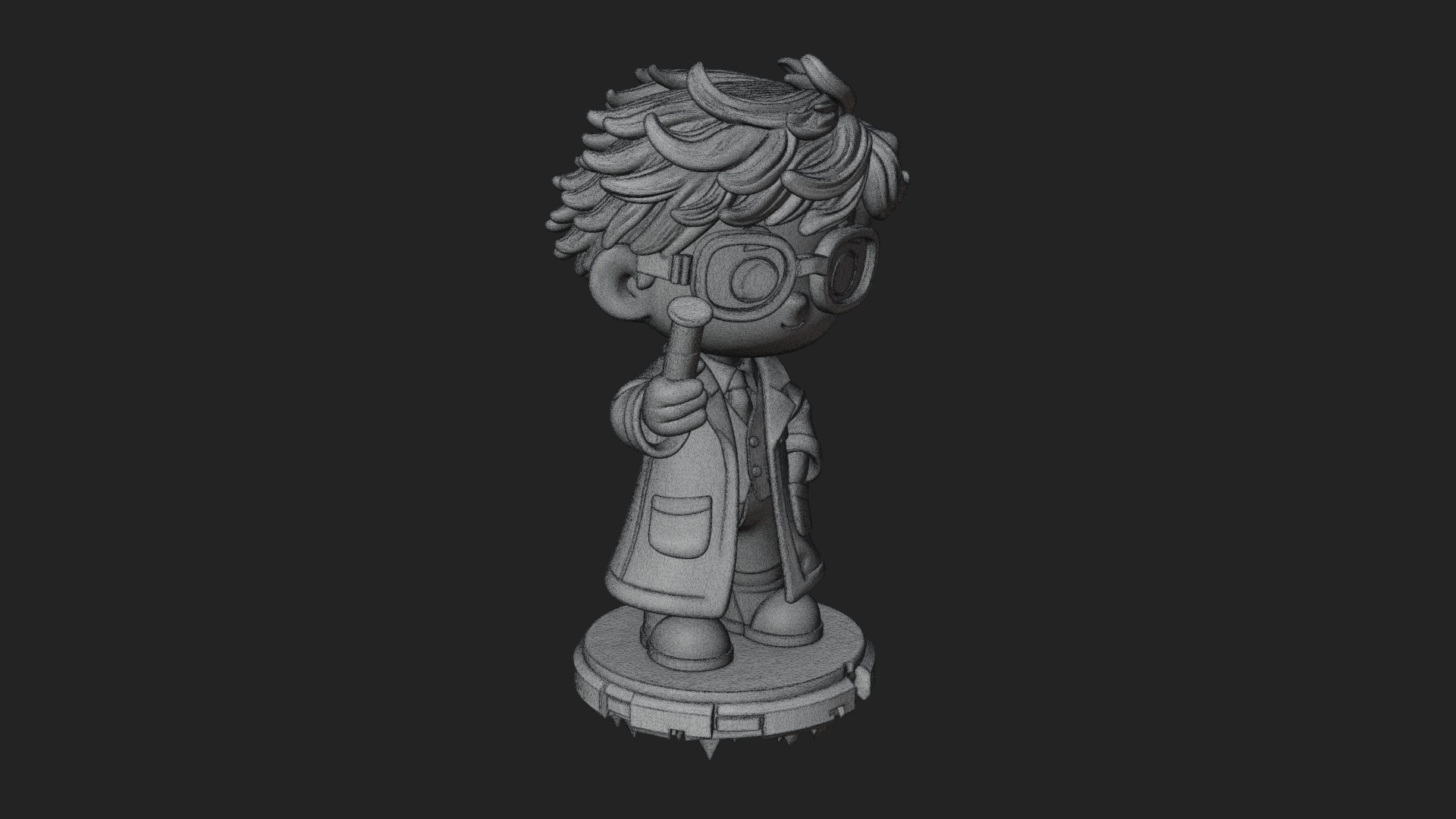 Chibi Scientist with Flask Statue Design 4 3D Print Model 3D Model
