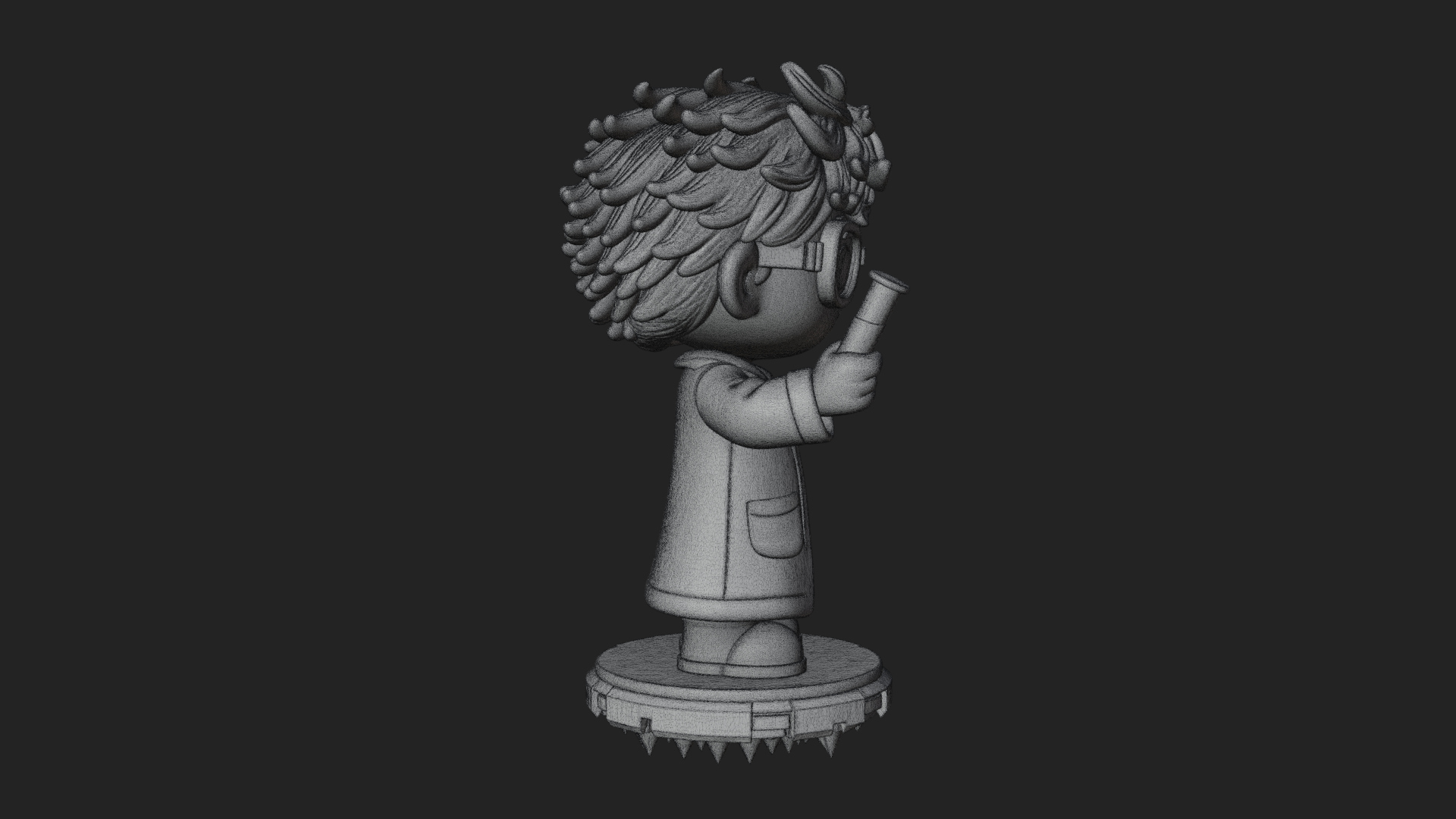 Chibi Scientist with Flask Statue Design 4 3D Print Model 3D Model