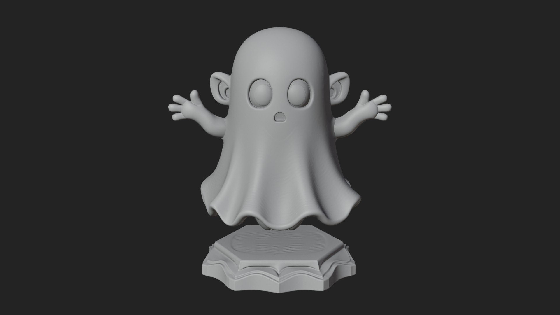 Chibi Sheet Ghost Statue Design 3 3D Print Model 3D Model