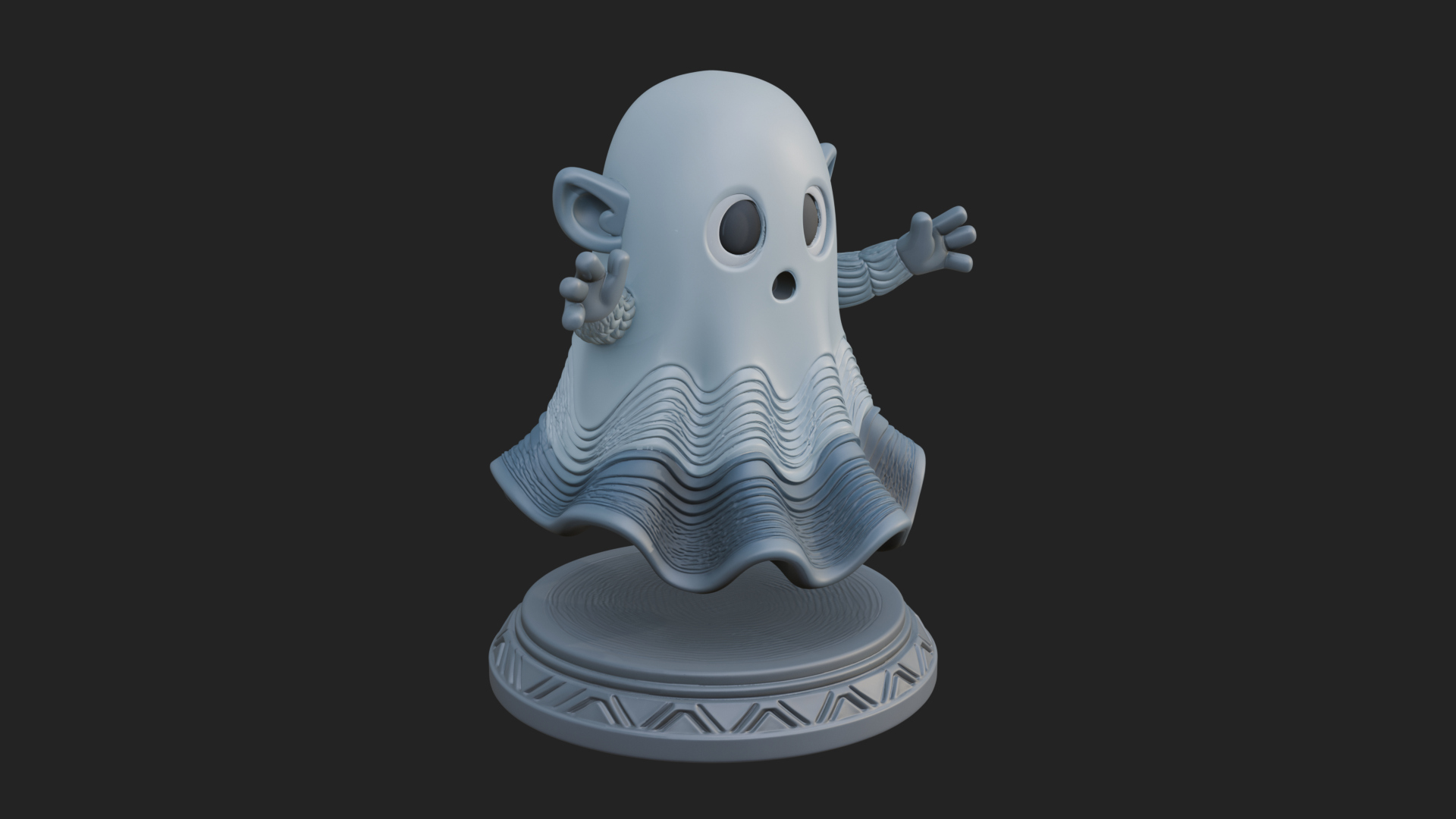 Chibi Sheet Ghost Statue Design 4 3D Print Model 3D Model