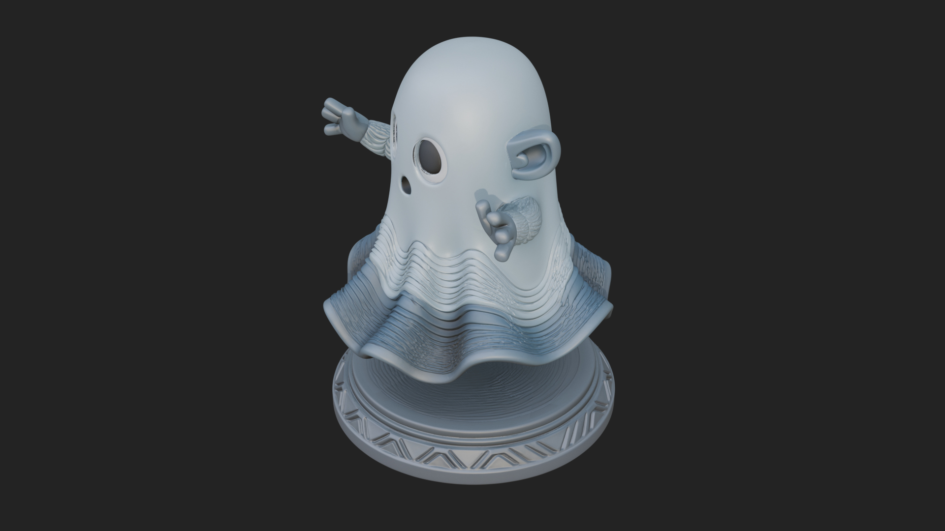 Chibi Sheet Ghost Statue Design 4 3D Print Model 3D Model