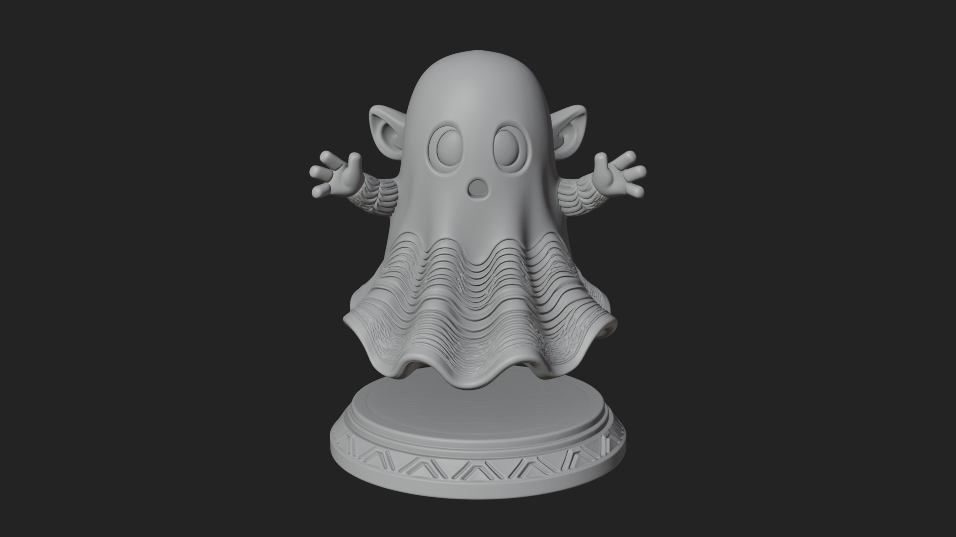 Chibi Sheet Ghost Statue Design 4 3D Print Model 3D Model