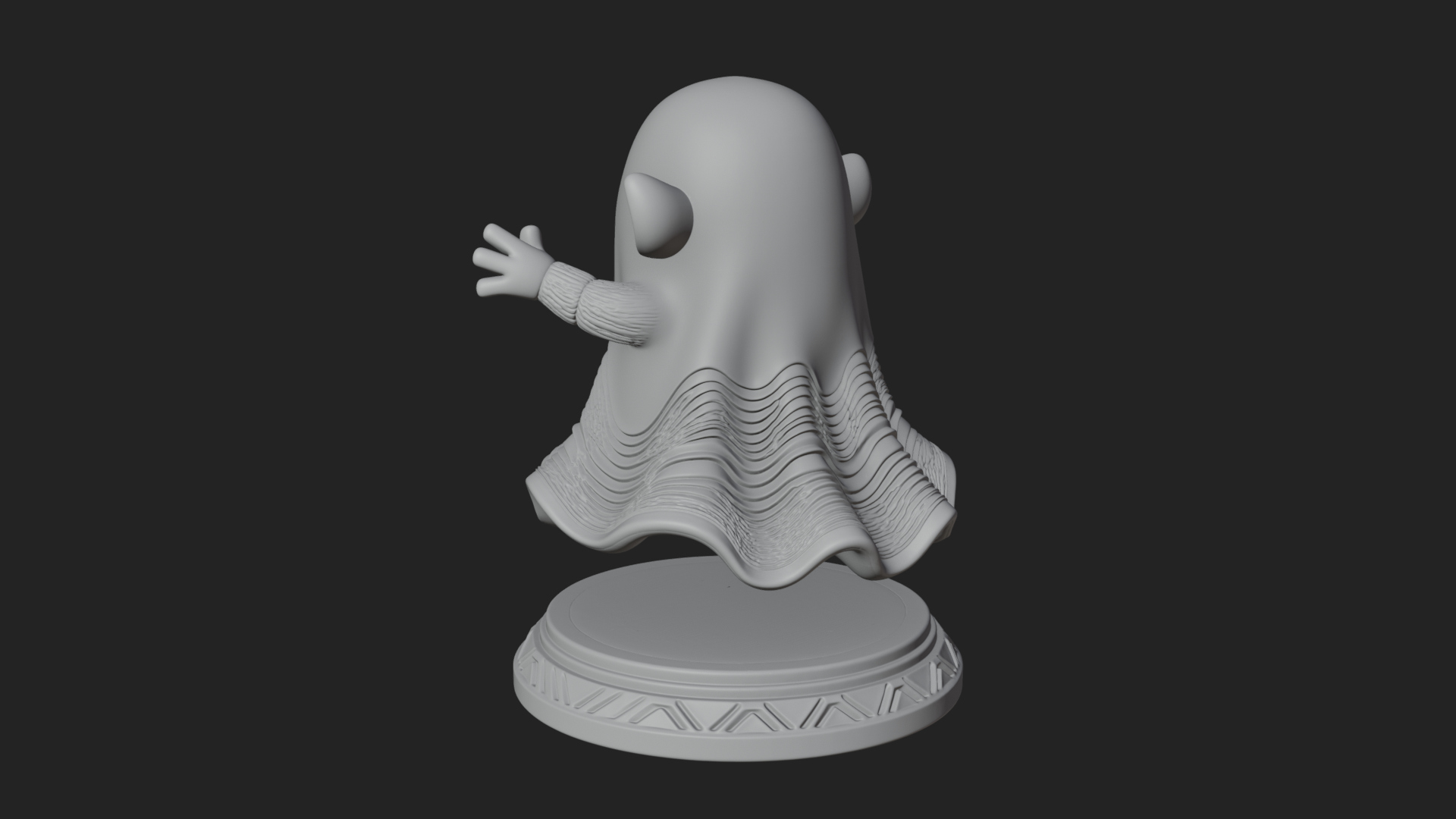 Chibi Sheet Ghost Statue Design 4 3D Print Model 3D Model