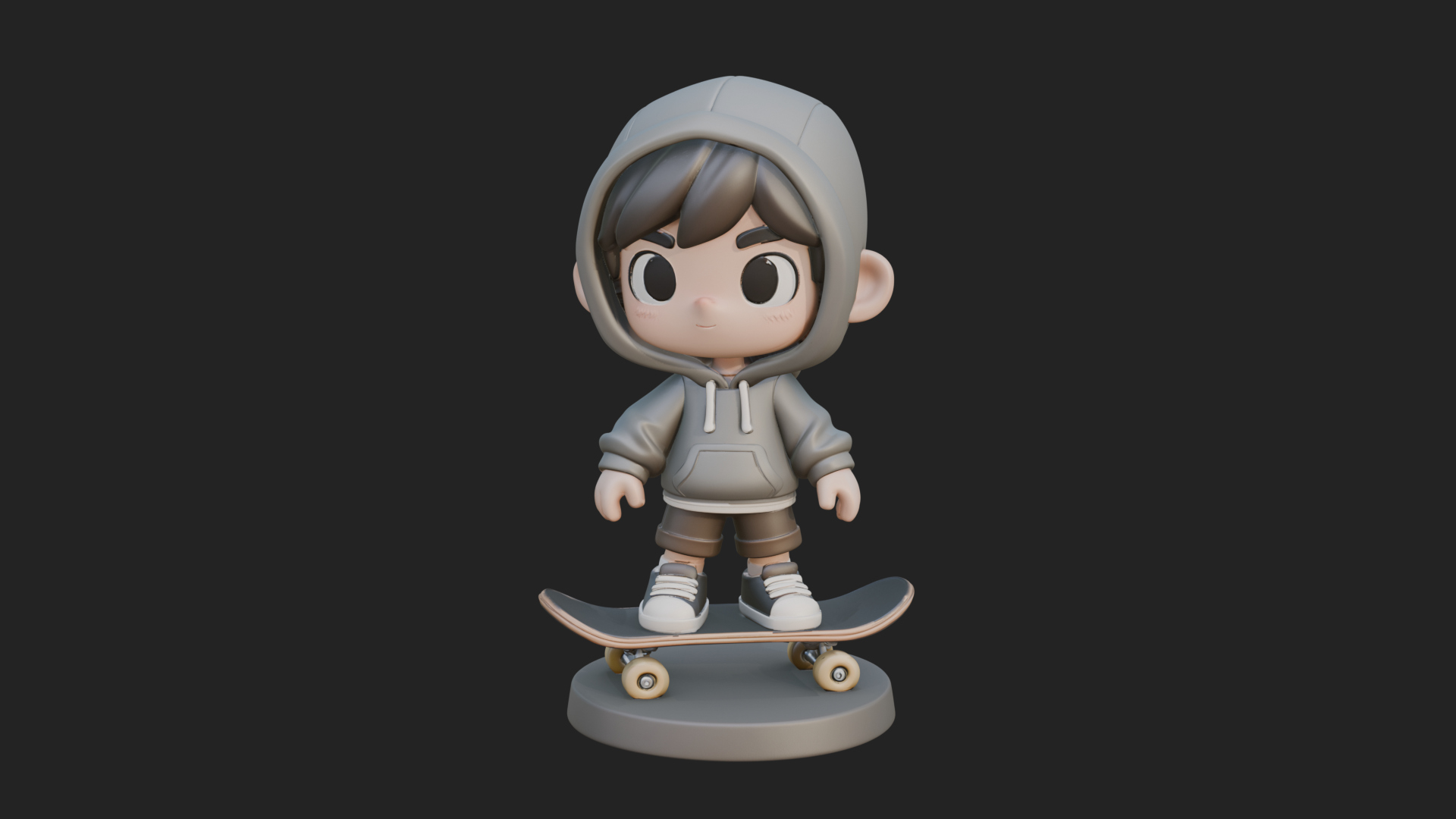 Chibi Skateboard Boy Statue Design 1 3D Print Model 3D Model