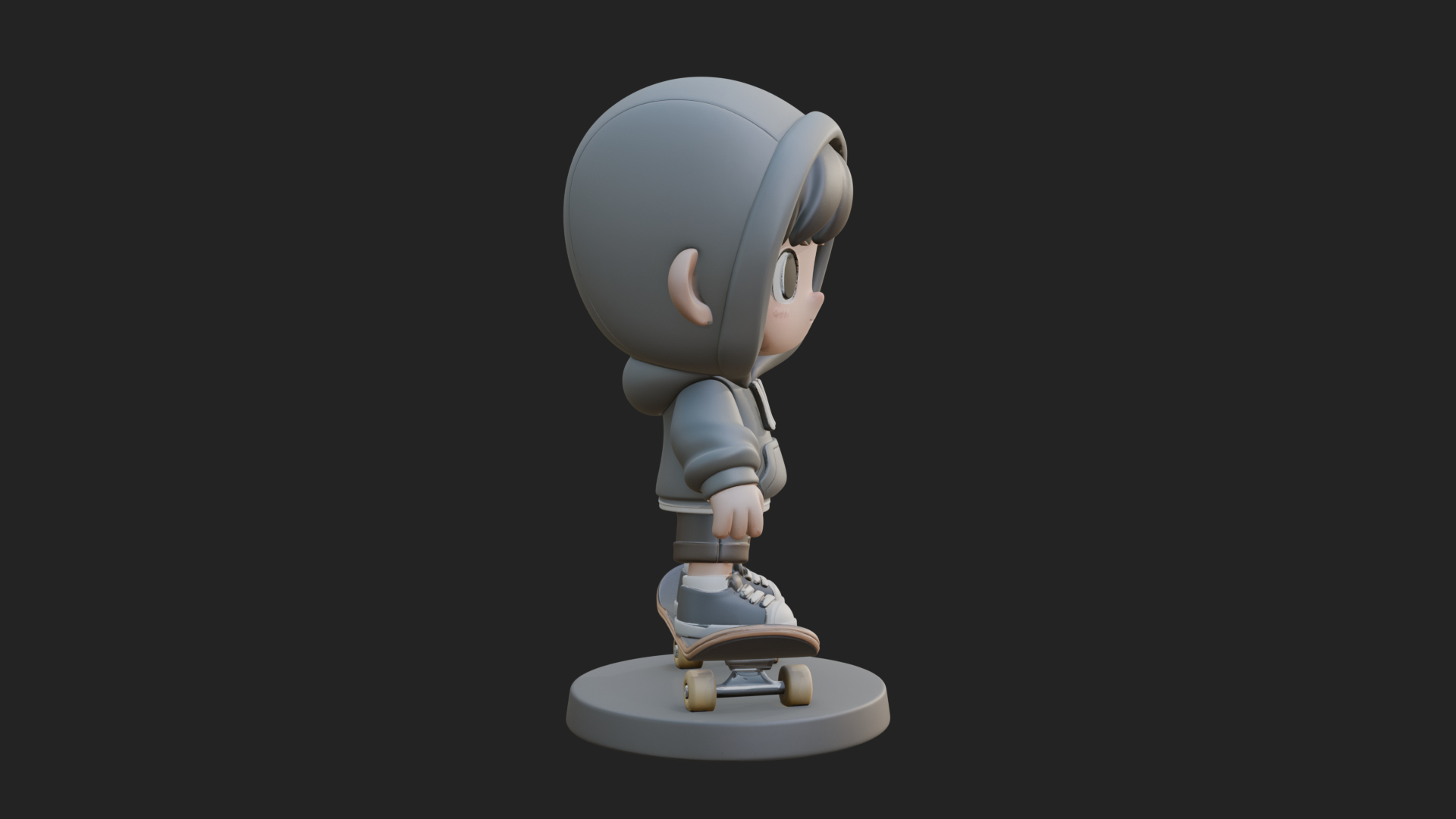 Chibi Skateboard Boy Statue Design 1 3D Print Model 3D Model
