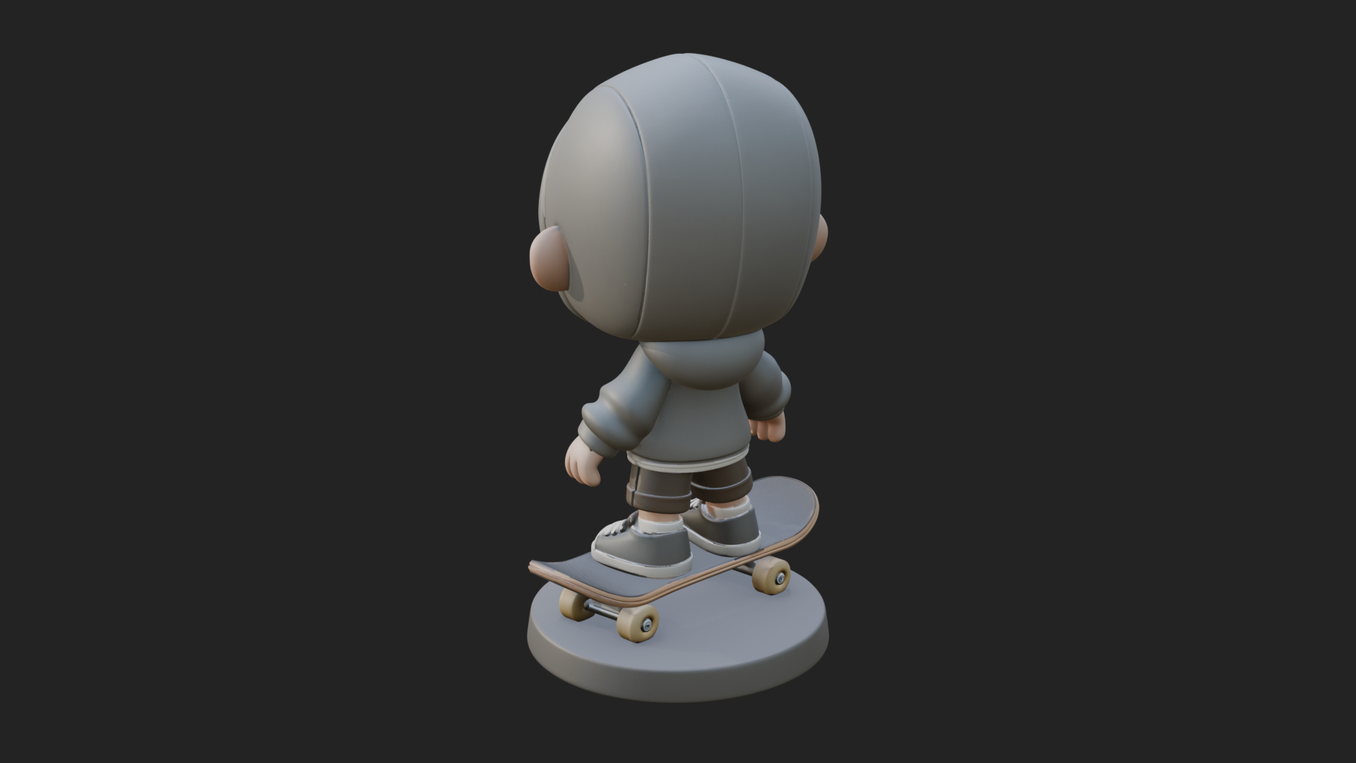 Chibi Skateboard Boy Statue Design 1 3D Print Model 3D Model