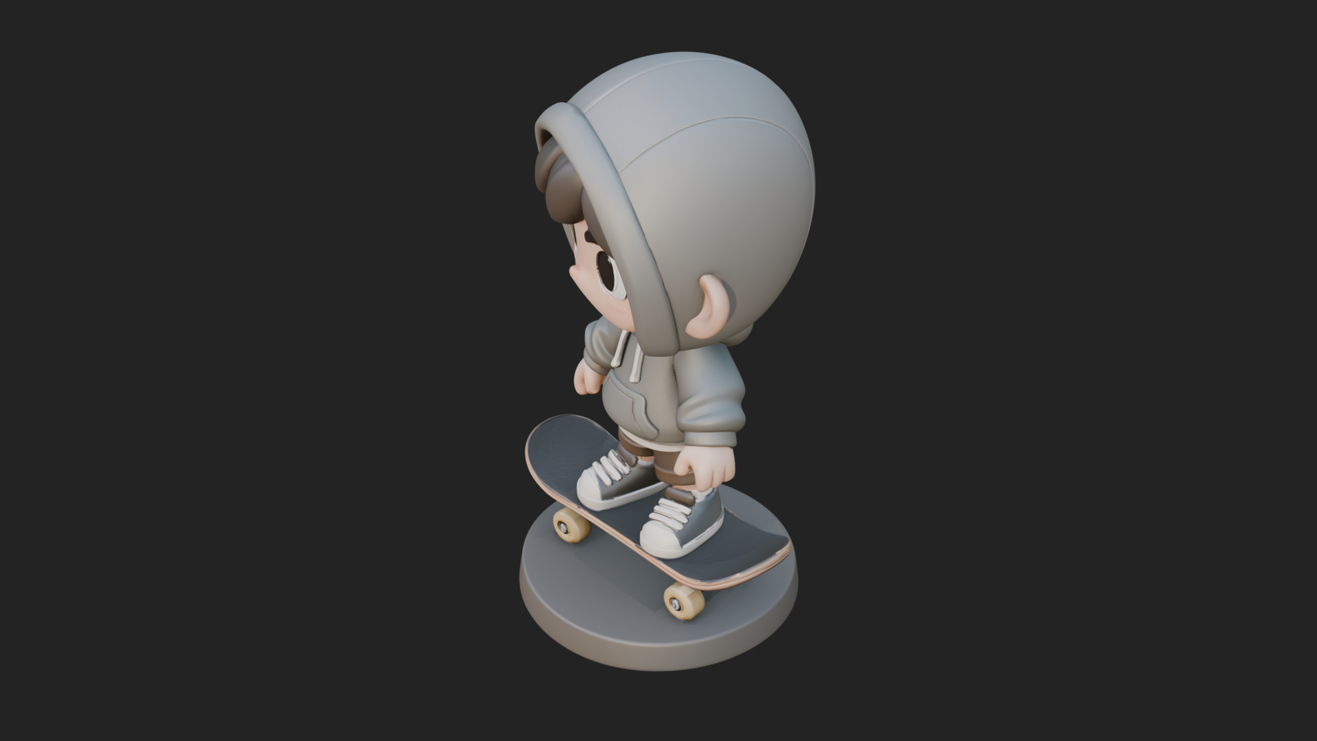 Chibi Skateboard Boy Statue Design 1 3D Print Model 3D Model
