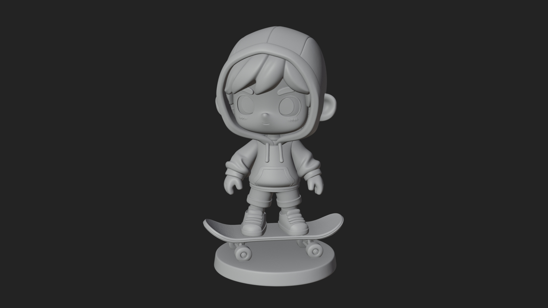 Chibi Skateboard Boy Statue Design 1 3D Print Model 3D Model