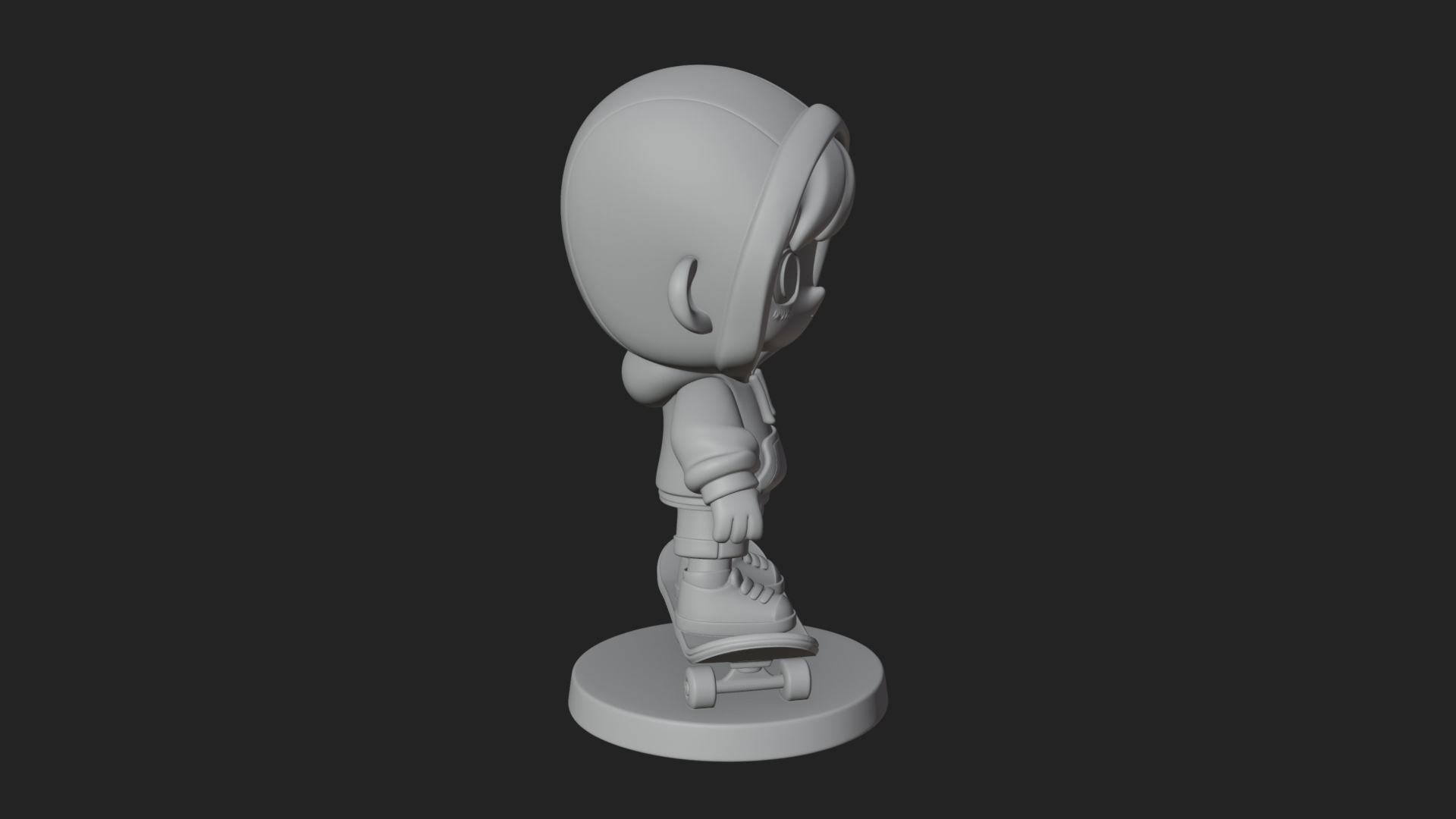 Chibi Skateboard Boy Statue Design 1 3D Print Model 3D Model
