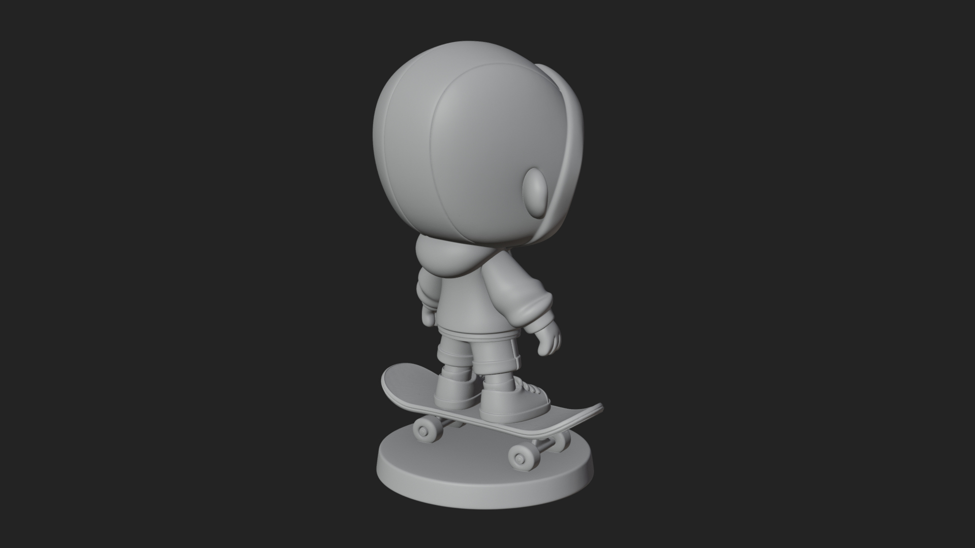 Chibi Skateboard Boy Statue Design 1 3D Print Model 3D Model