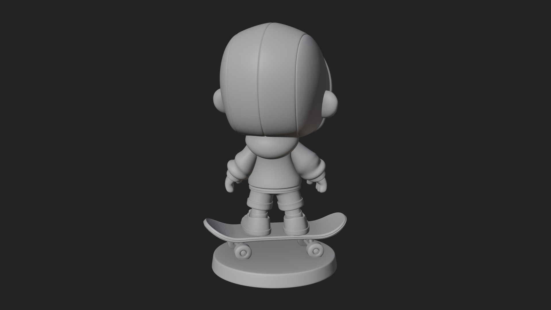 Chibi Skateboard Boy Statue Design 1 3D Print Model 3D Model