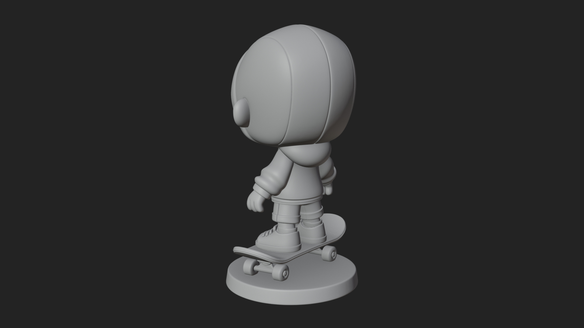 Chibi Skateboard Boy Statue Design 1 3D Print Model 3D Model