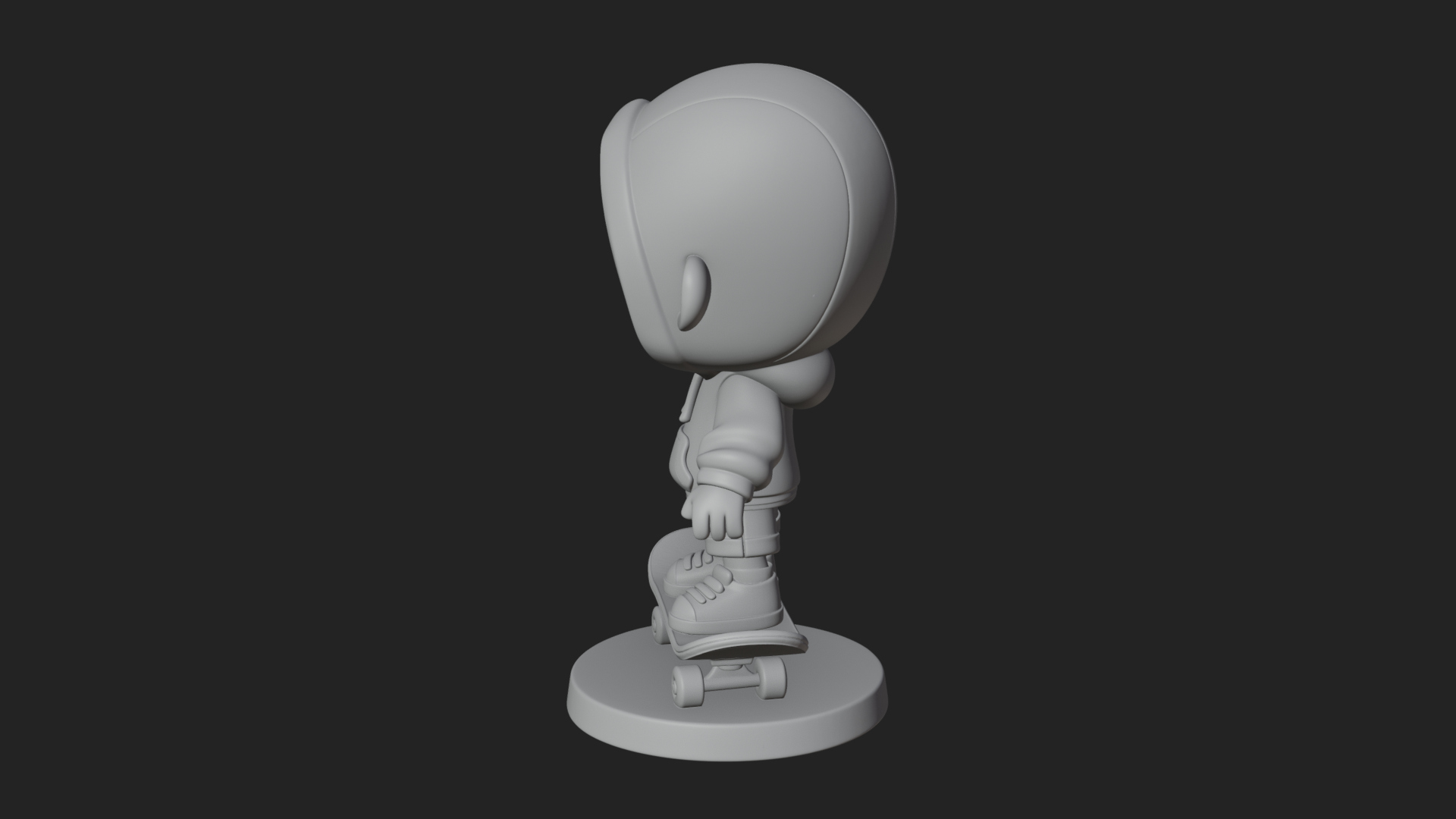 Chibi Skateboard Boy Statue Design 1 3D Print Model 3D Model