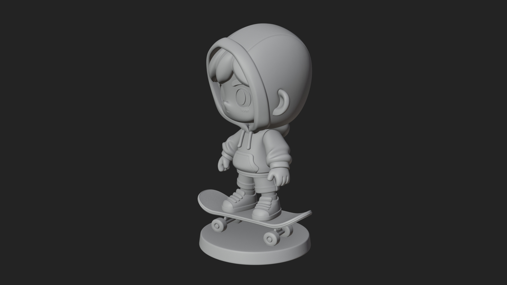 Chibi Skateboard Boy Statue Design 1 3D Print Model 3D Model