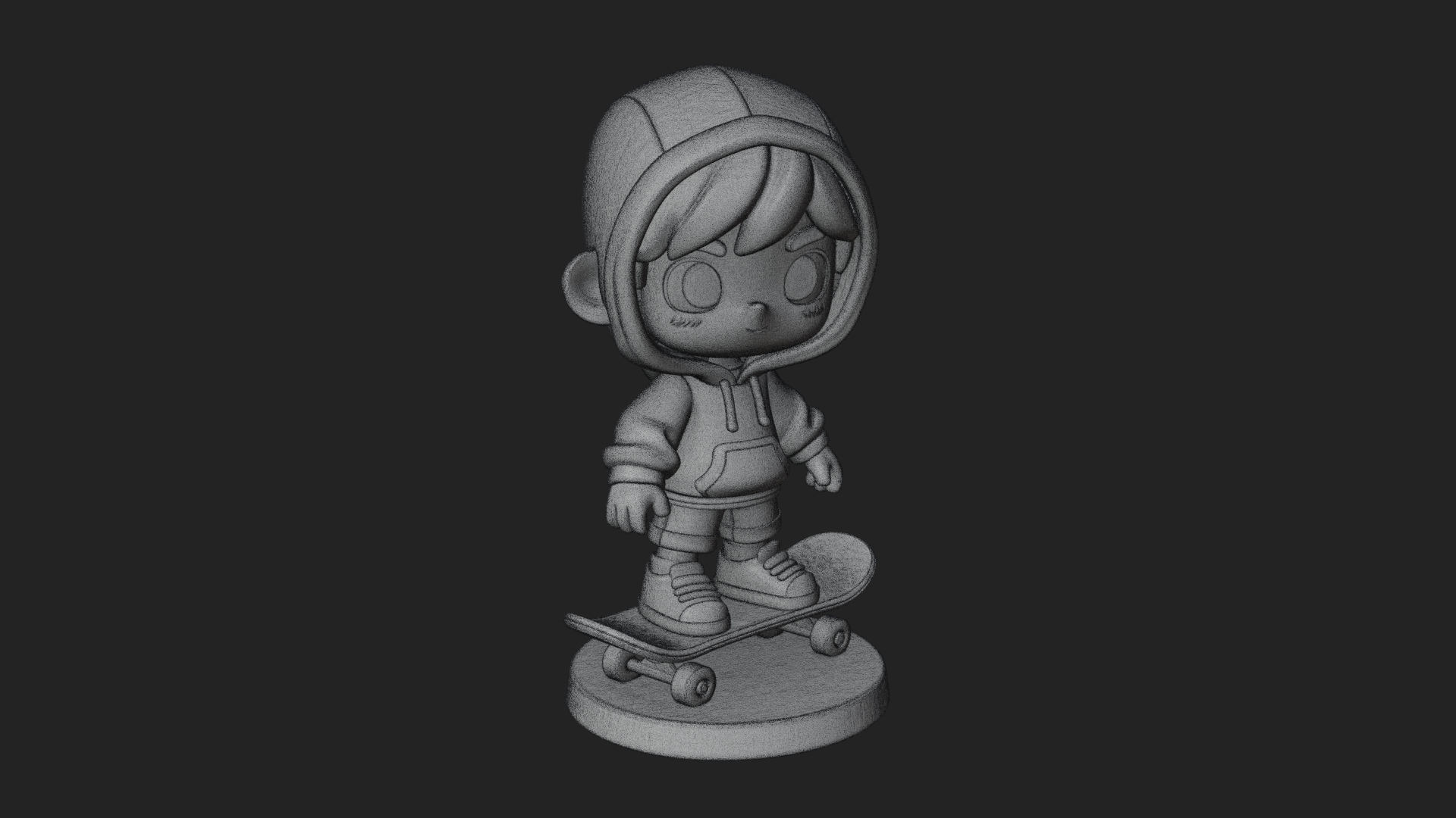 Chibi Skateboard Boy Statue Design 1 3D Print Model 3D Model