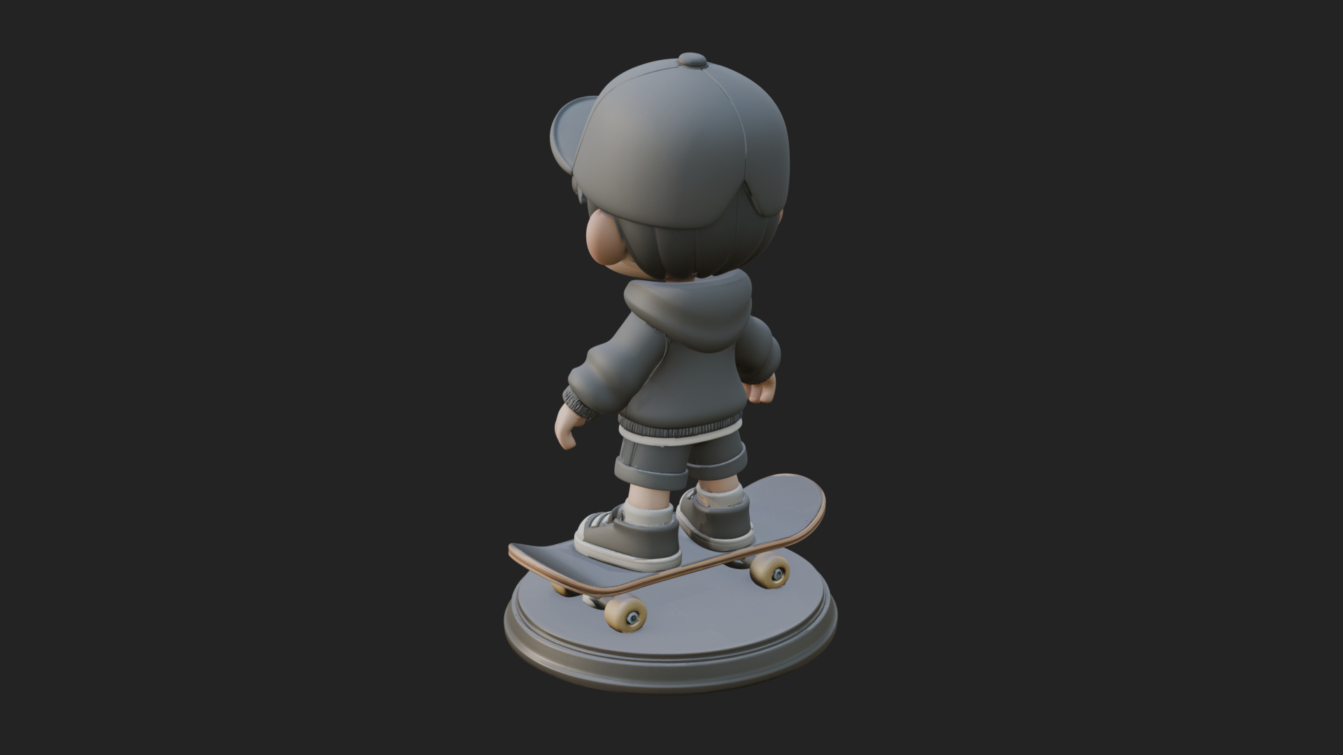 Chibi Skateboard Boy Statue Design 2 3D Print Model 3D Model