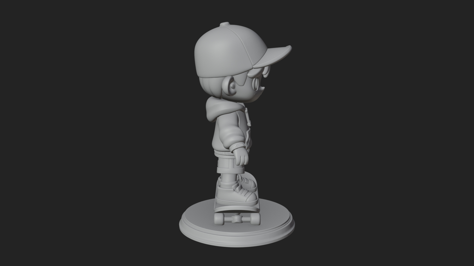 Chibi Skateboard Boy Statue Design 2 3D Print Model 3D Model