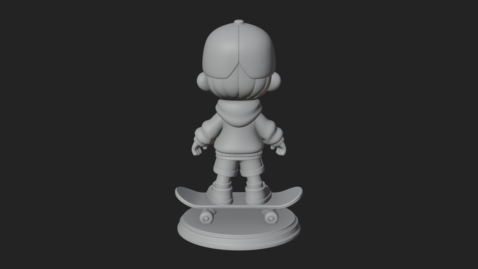 Chibi Skateboard Boy Statue Design 2 3D Print Model 3D Model