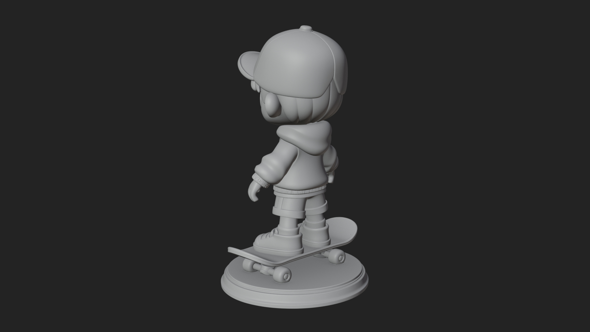 Chibi Skateboard Boy Statue Design 2 3D Print Model 3D Model