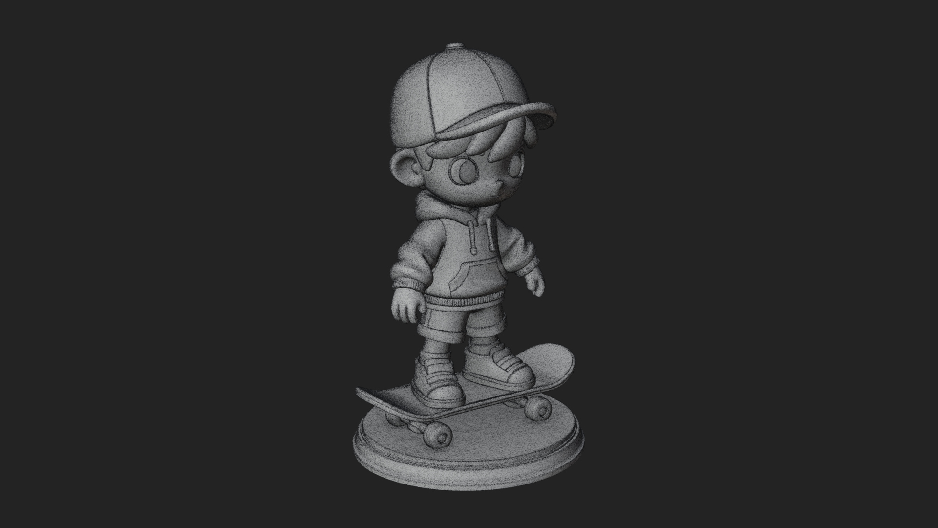 Chibi Skateboard Boy Statue Design 2 3D Print Model 3D Model