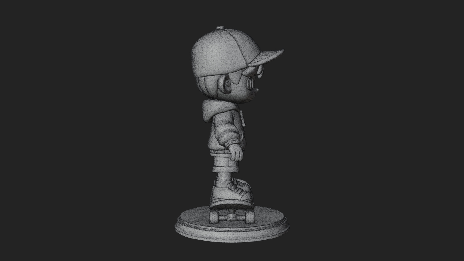 Chibi Skateboard Boy Statue Design 2 3D Print Model 3D Model