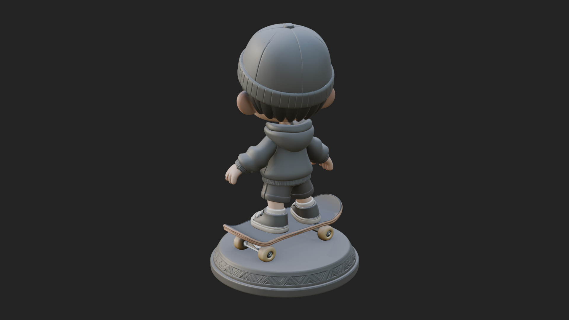 Chibi Skateboard Boy Statue Design 3 3D Print Model 3D Model