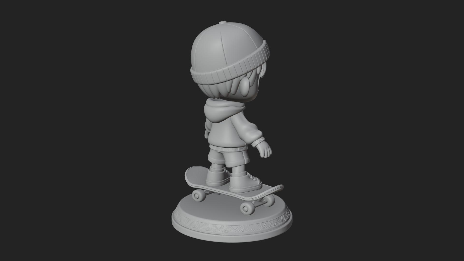 Chibi Skateboard Boy Statue Design 3 3D Print Model 3D Model
