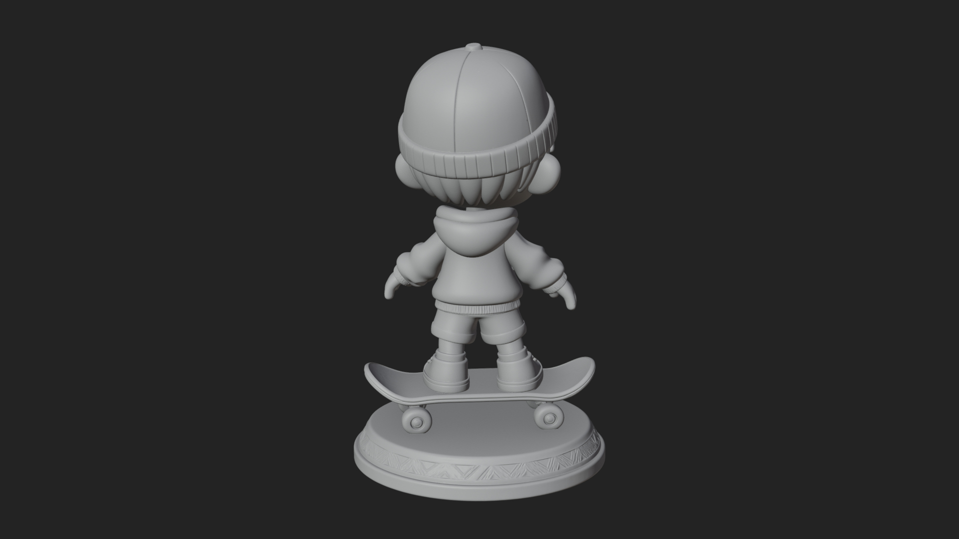 Chibi Skateboard Boy Statue Design 3 3D Print Model 3D Model