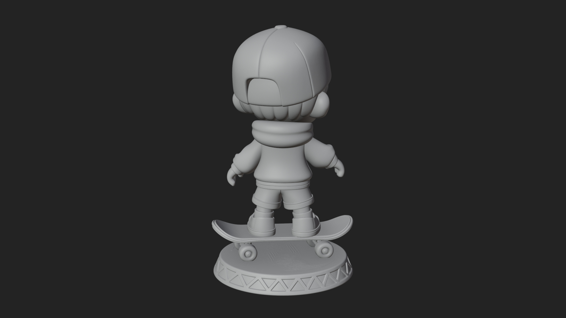 Chibi Skateboard Boy Statue Design 4 3D Print Model 3D Model